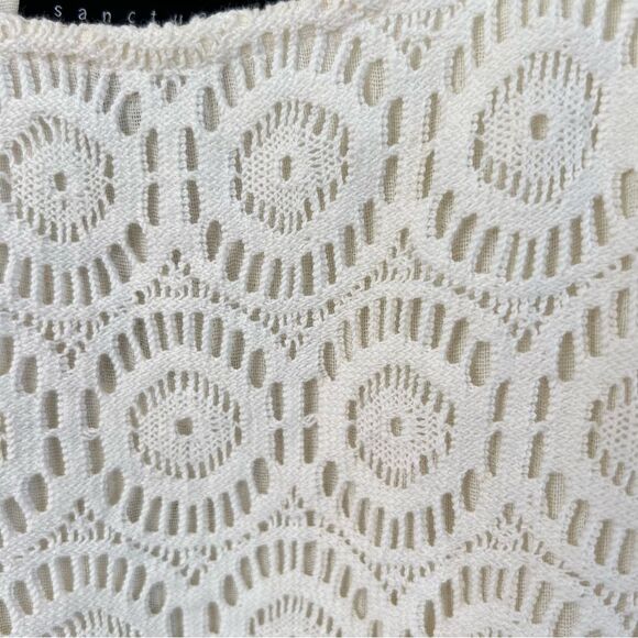 Sanctuary Boho Cream Tunic Puff Sleeves Smocked Bodice Cottagecore Dress SZ XS - Picture 6 of 15